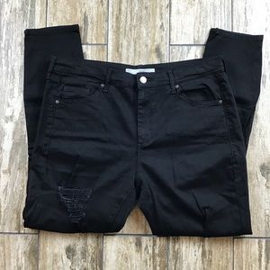 Topshop Leigh Black Distressed Skinny Jeans 34